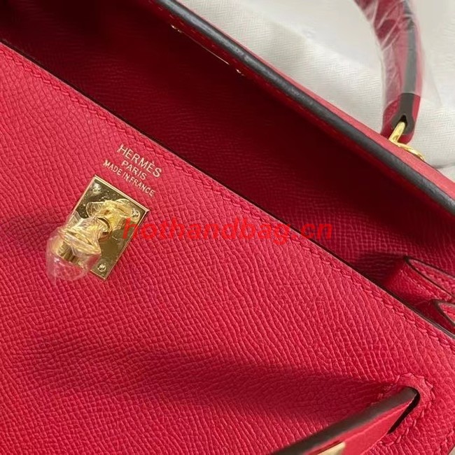 Hermes Kelly 25cm Shoulder Bags Epsom KL2755 red&gold-Tone Metal