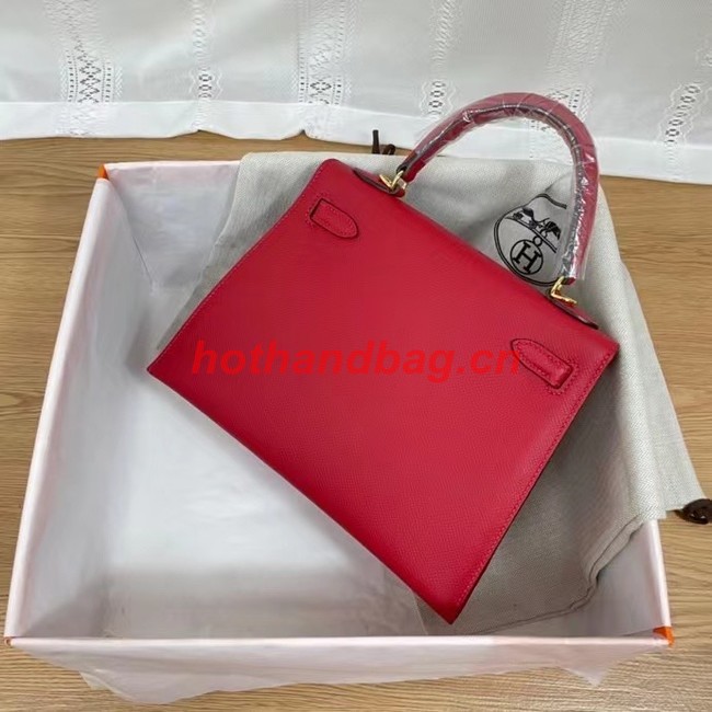 Hermes Kelly 25cm Shoulder Bags Epsom KL2755 red&gold-Tone Metal