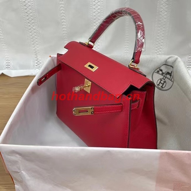 Hermes Kelly 25cm Shoulder Bags Epsom KL2755 red&gold-Tone Metal