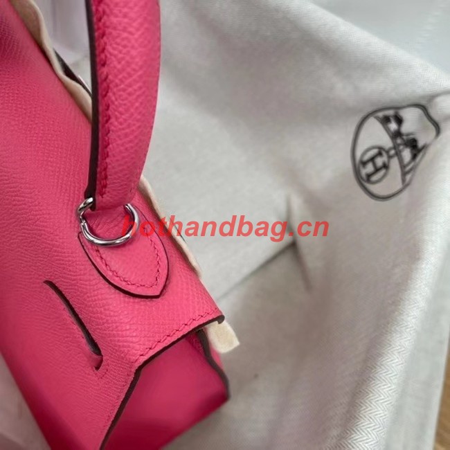 Hermes Kelly 25cm Shoulder Bags Epsom KL2755 rose&silver-Tone Metal