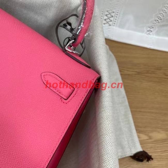 Hermes Kelly 25cm Shoulder Bags Epsom KL2755 rose&silver-Tone Metal