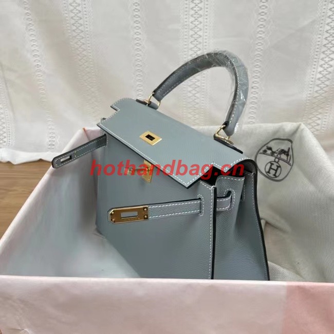 Hermes Kelly 25cm Shoulder Bags Epsom KL2755 sky blue&gold-Tone Metal