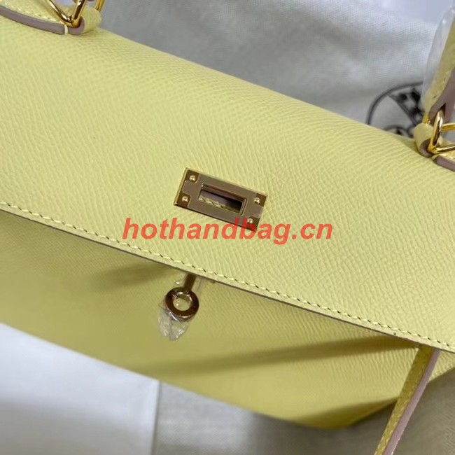 Hermes Kelly 25cm Shoulder Bags Epsom KL2755 yellow&gold-Tone Metal