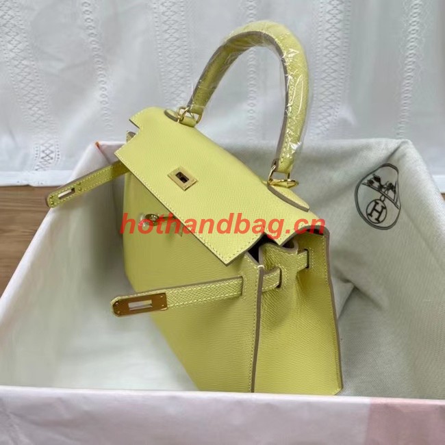 Hermes Kelly 25cm Shoulder Bags Epsom KL2755 yellow&gold-Tone Metal