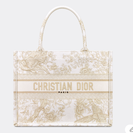 MEDIUM DIOR BOOK TOTE Dior Jardin dHiver Embroidery with Gold-Tone Metallic Thread M1296Z