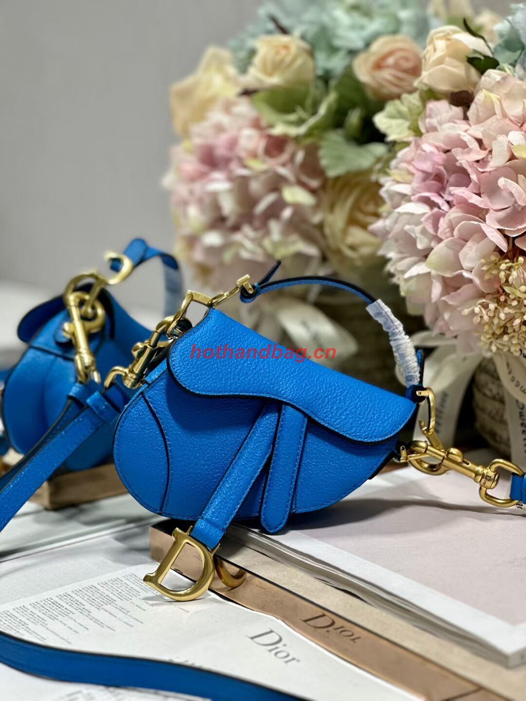 DIOR MICRO SADDLE BAG Antique Goatskin S5685CC blue