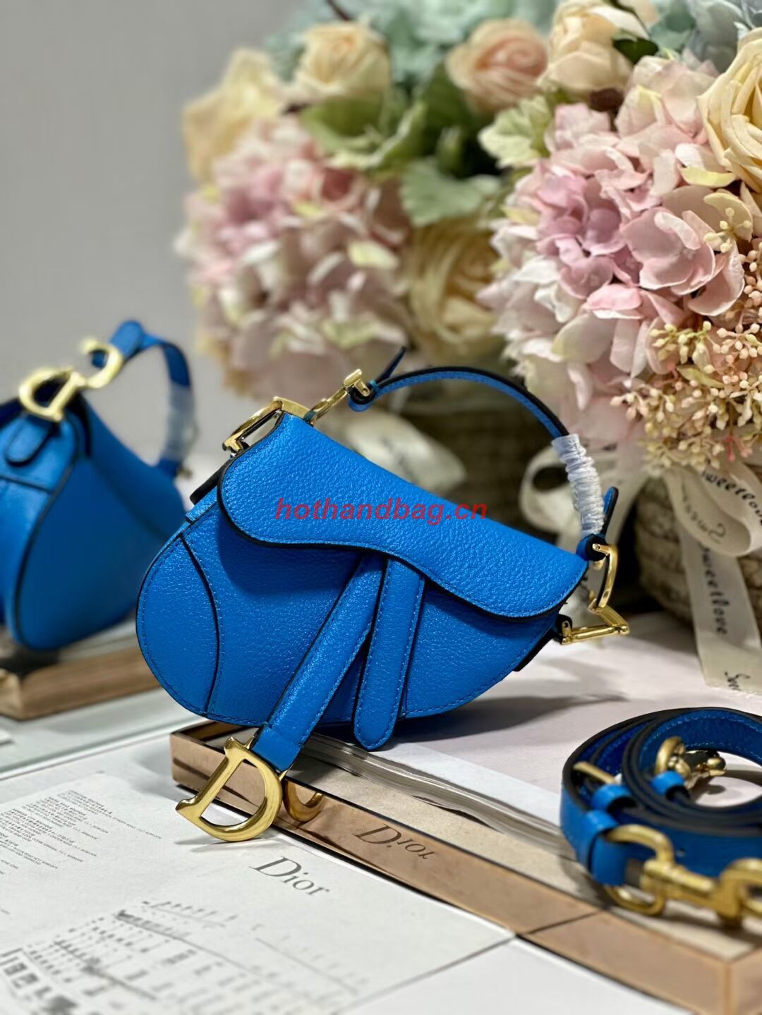 DIOR MICRO SADDLE BAG Antique Goatskin S5685CC blue