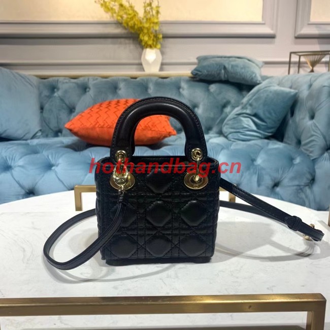 MICRO LADY DIOR BAG Black Cannage Lambskin S0856ON