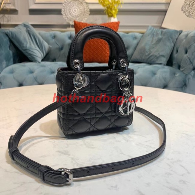 MICRO LADY DIOR BAG Scarlet Cannage Lambskin S0856O black&silver