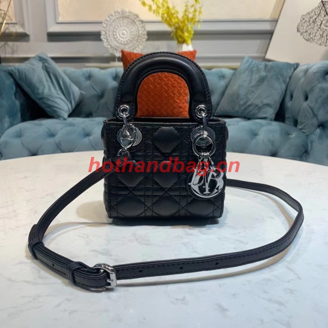 MICRO LADY DIOR BAG Scarlet Cannage Lambskin S0856O black&silver