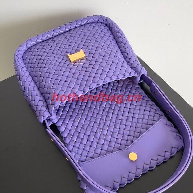 Bottega Veneta Small padded intreccio leather shoulder bag 709418 Purple