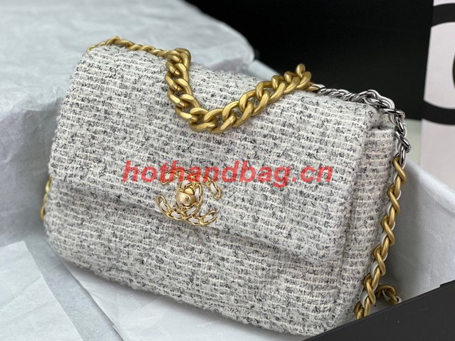 CHANEL 19 HANDBAG Cotton Tweed AS1160 white