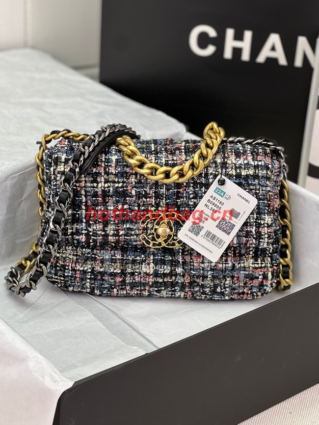 CHANEL 19 HANDBAG Cotton Tweed AS1160 multicolour