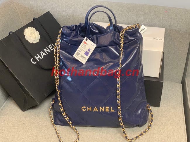 LARGE BACK PACK CHANEL 22 AS3313 DARK BLUE&GOLD