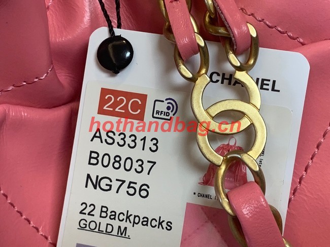 LARGE BACK PACK CHANEL 22 AS3313 PINK&GOLD