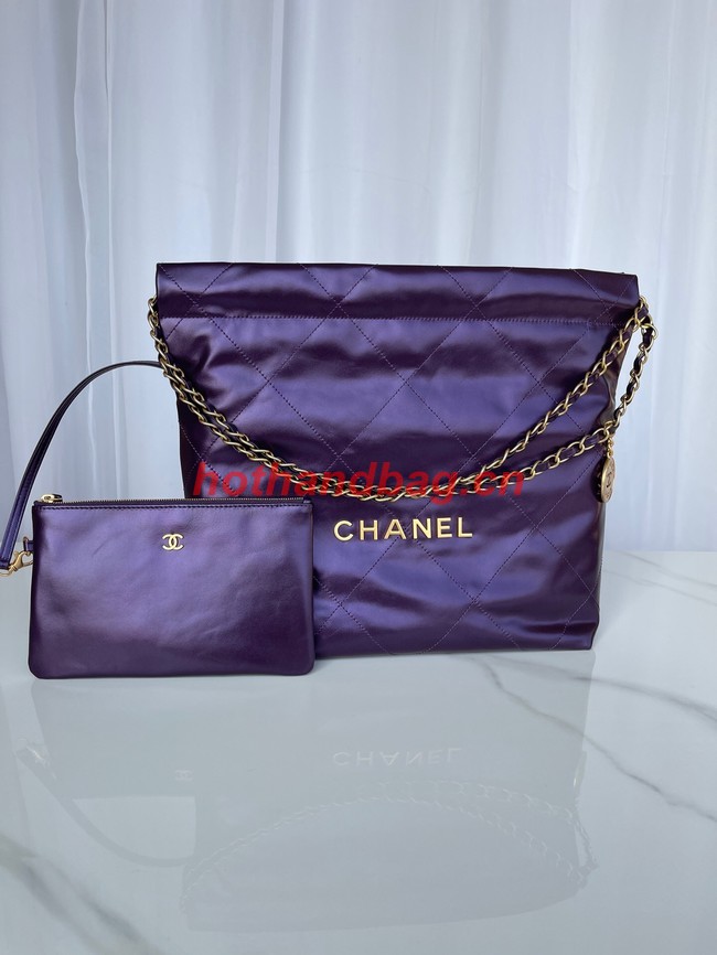 CHANEL 22 HANDBAG AS3260 deep purple