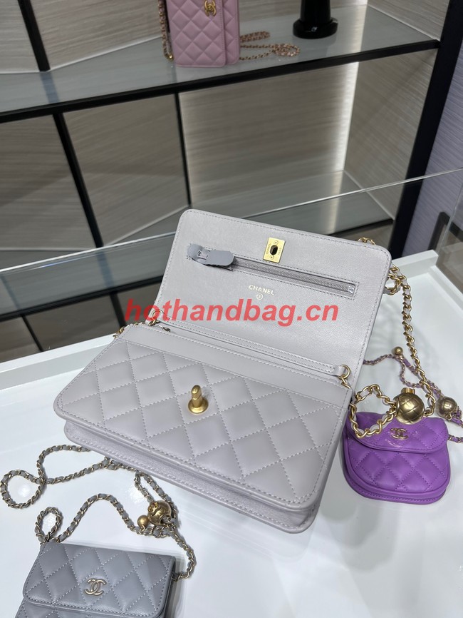 CHANEL WALLET ON CHAIN AP1450 light gray