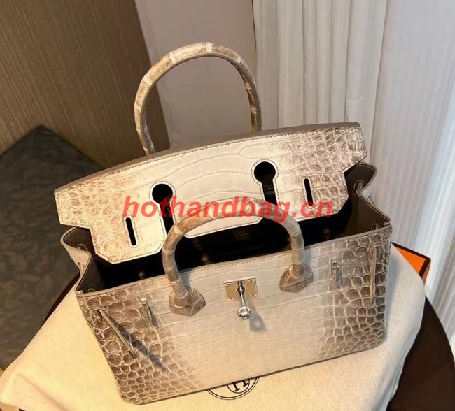 Hermes Birkin 30CM Original South African Nile Crocodile Leather Bag BK25 White&Gray