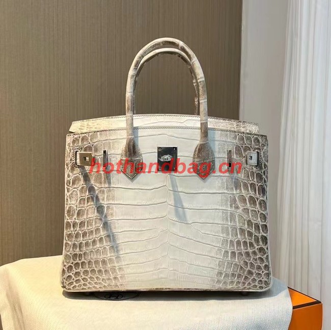 Hermes Birkin 30CM Original South African Nile Crocodile Leather Bag BK25 White&Gray