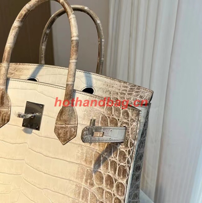 Hermes Birkin 30CM Original South African Nile Crocodile Leather Bag BK25 White&Gray