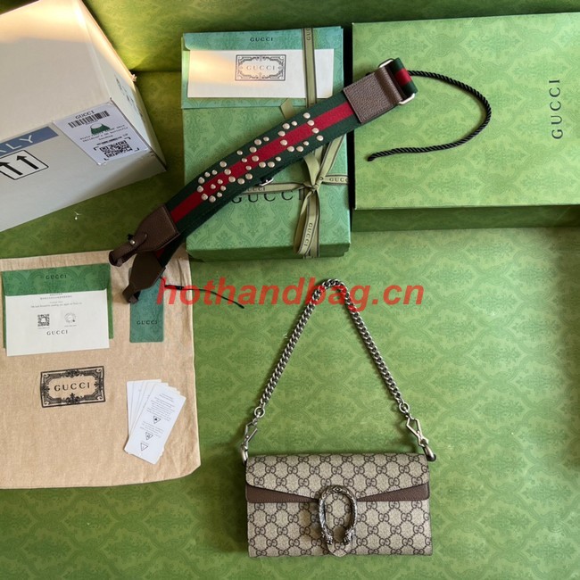 Gucci GG Supreme canvas Dionysus small shoulder bag 731782 Brown