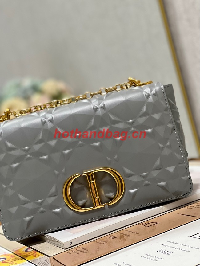 MEDIUM DIOR CARO BAG Cannage Calfskin with Diamond Motif M9241UW gray&gold