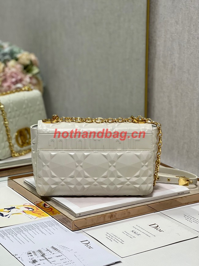 MEDIUM DIOR CARO BAG Cannage Calfskin with Diamond Motif M9242UW white&gold