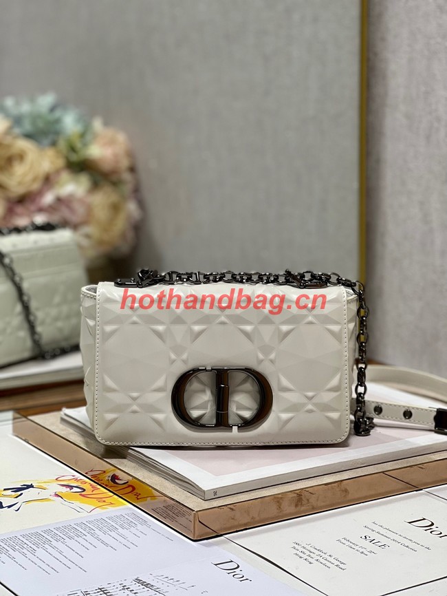 SMALL DIOR CARO BAG Cannage Calfskin with Diamond Motif M9243UW white&black