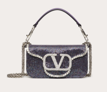 VALENTINO MINI LOCO imitation crystal shoulder bag WB0K53SL dark purple