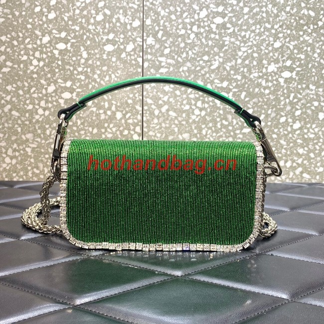 VALENTINO MINI LOCO imitation crystal shoulder bag WB0K53SL green