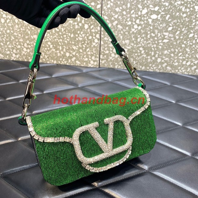 VALENTINO MINI LOCO imitation crystal shoulder bag WB0K53SL green