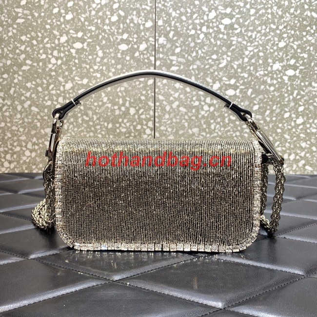 VALENTINO MINI LOCO imitation crystal shoulder bag WB0K53SL silver