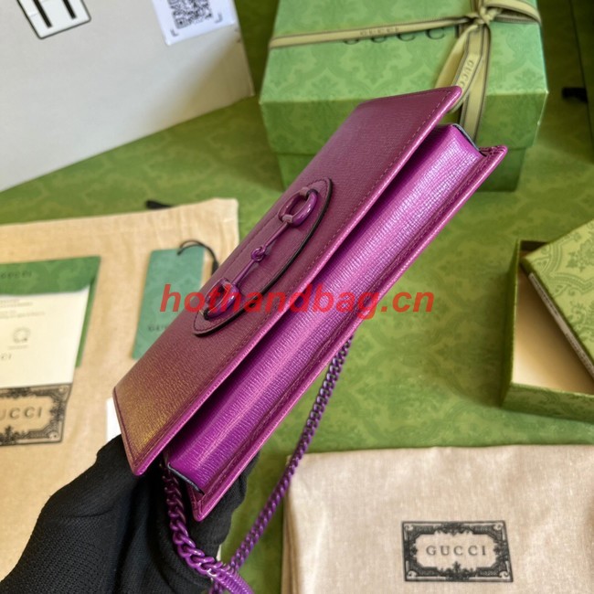 Gucci Horsebit 1955 wallet with chain 621892 purple