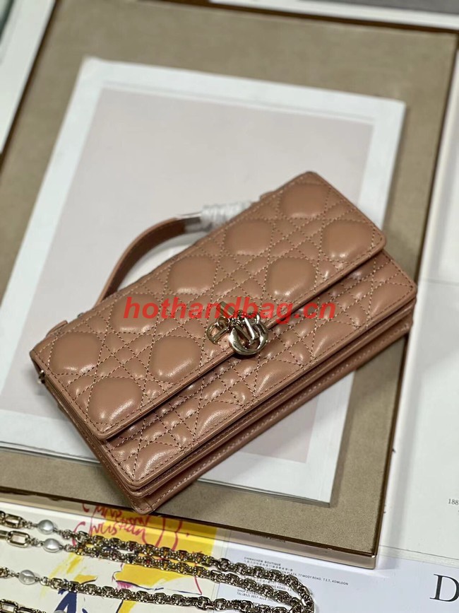 LADY DIOR CHAIN POUCH Cannage Lambskin S0937O pink