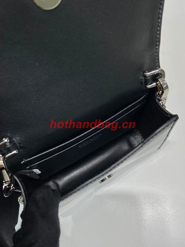 Prada brushed leather card holder with shoulder strap 1MR024 black