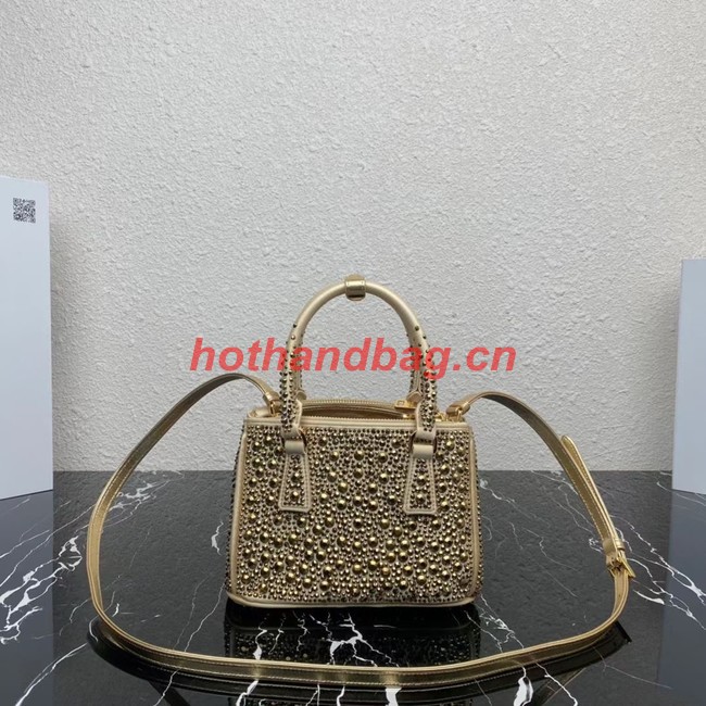 Prada Galleria satin mini-bag with crystals 1BA906 gold