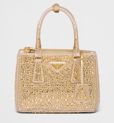 Prada Galleria satin mini-bag with crystals 1BA906 gold