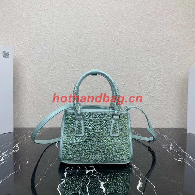 Prada Galleria satin mini-bag with crystals 1BA906 green