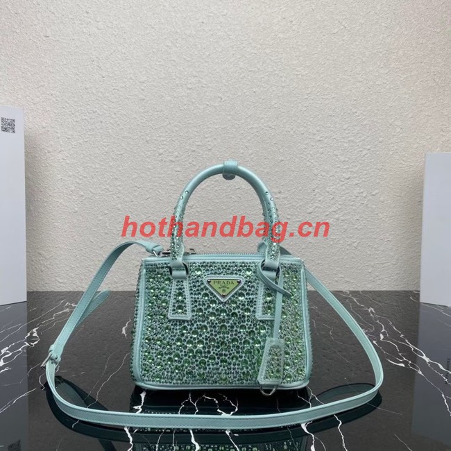 Prada Galleria satin mini-bag with crystals 1BA906 green