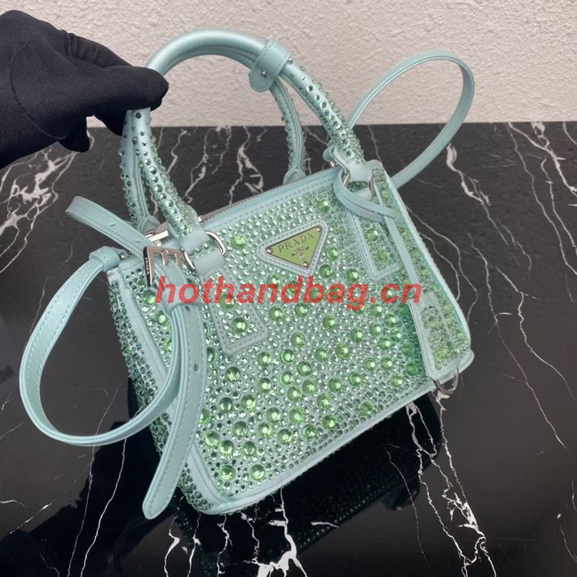 Prada Galleria satin mini-bag with crystals 1BA906 green