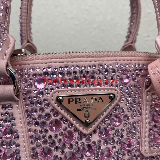 Prada Galleria satin mini-bag with crystals 1BA906 pink