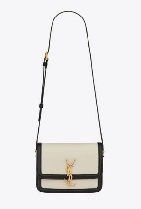 SAINT LAURENT SOLFERINO SMALL SATCHEL IN BOX LEATHER 634306 BLACK&WHITE