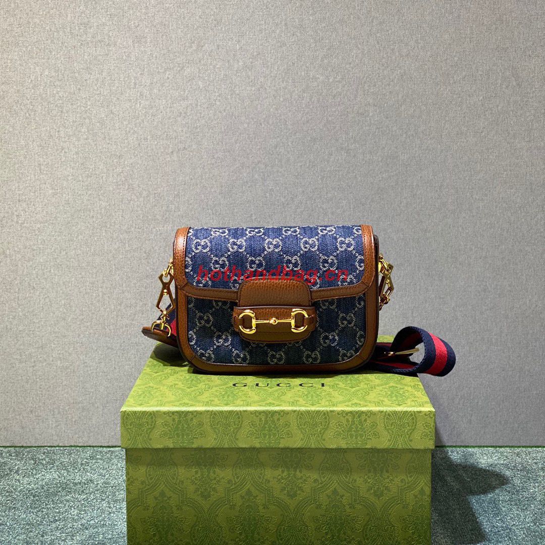 Gucci Horsebit 1955 GG mini bag 658574 Denim Brown