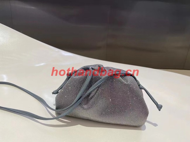 Bottega Veneta Mini crystals clutch with strap 585852 silver grey