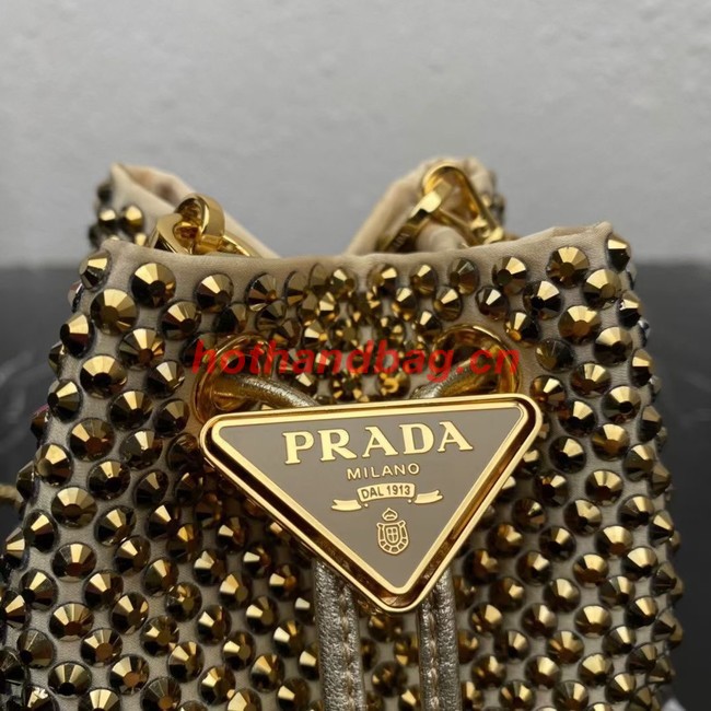 Prada Satin nano-bag with crystals 1NR016 Platinum