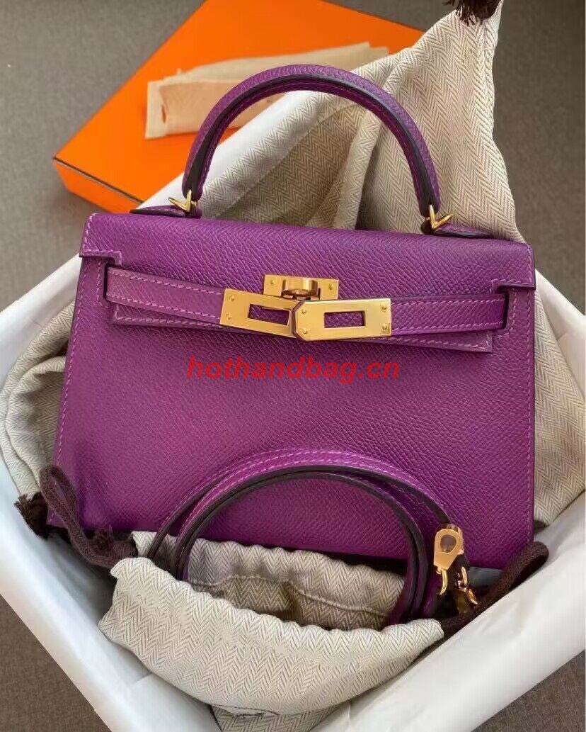 Hermes Original Epsom Leather KEL2278 Purple&gold-Tone 