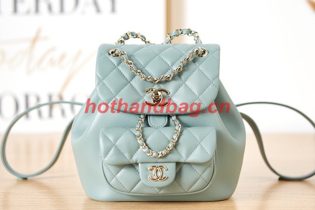 Chanel Backpack Sheepskin Original Leather AS2908 light blue