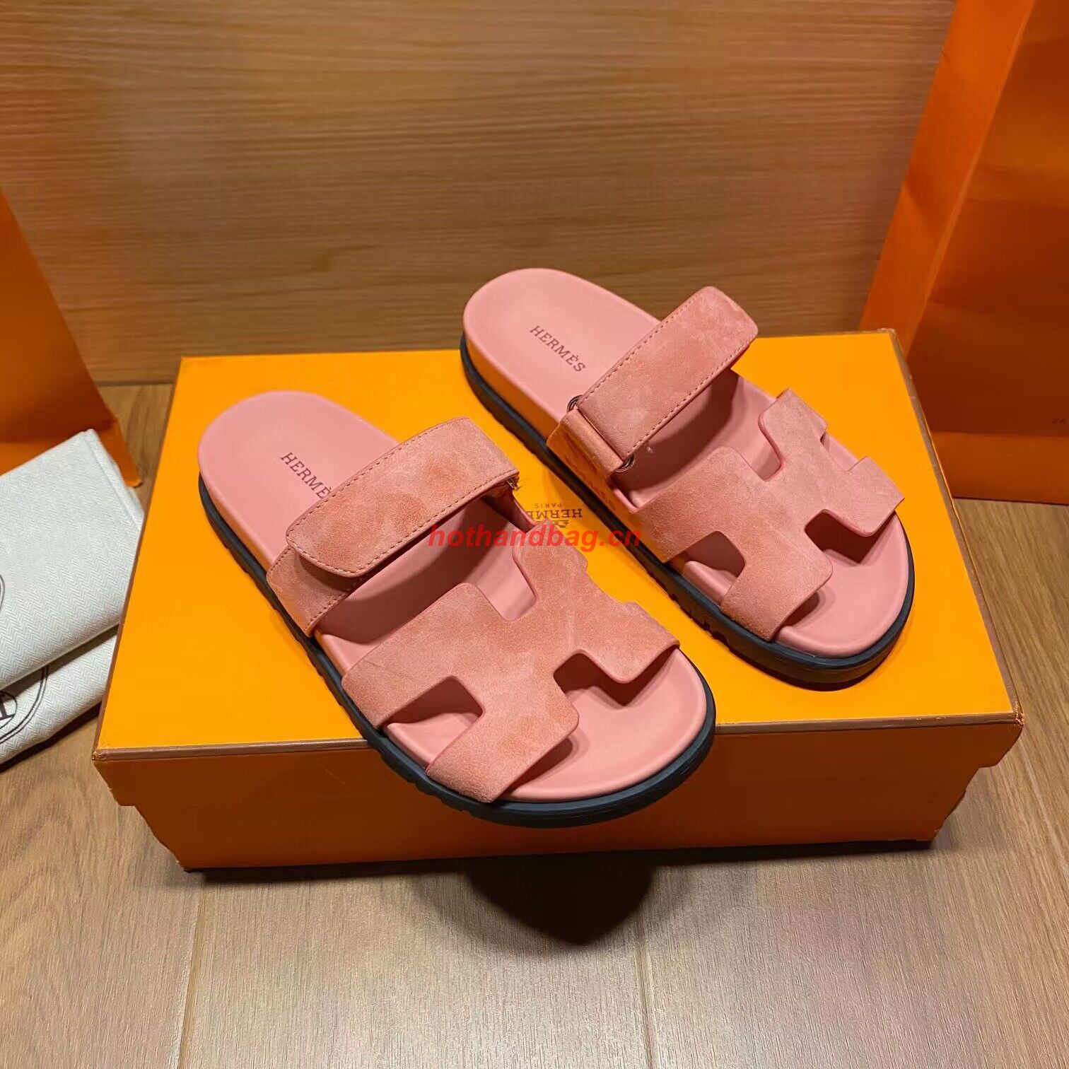 Hermes Shoes 2022 Chypre sandals HM63920 Pink