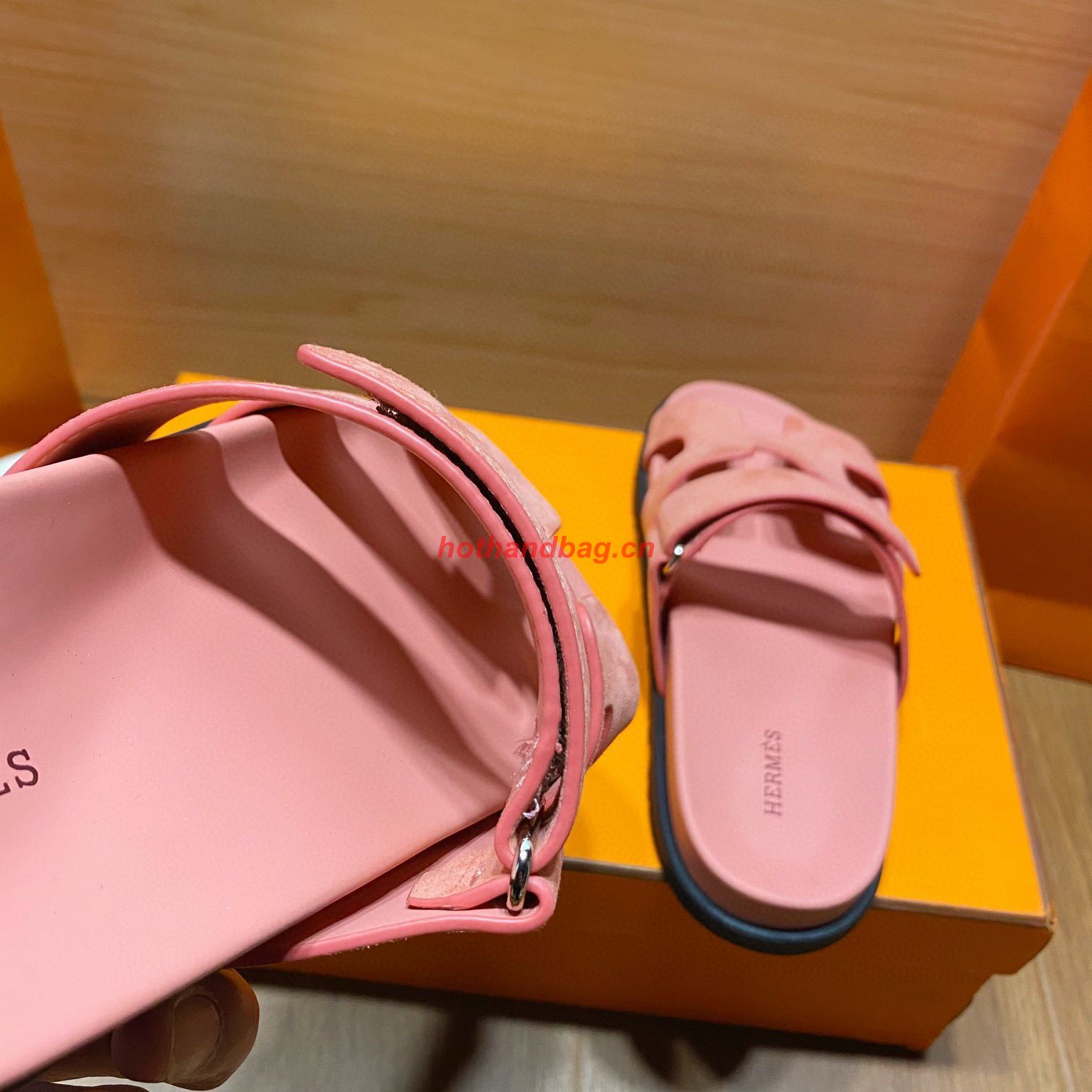 Hermes Shoes 2022 Chypre sandals HM63920 Pink