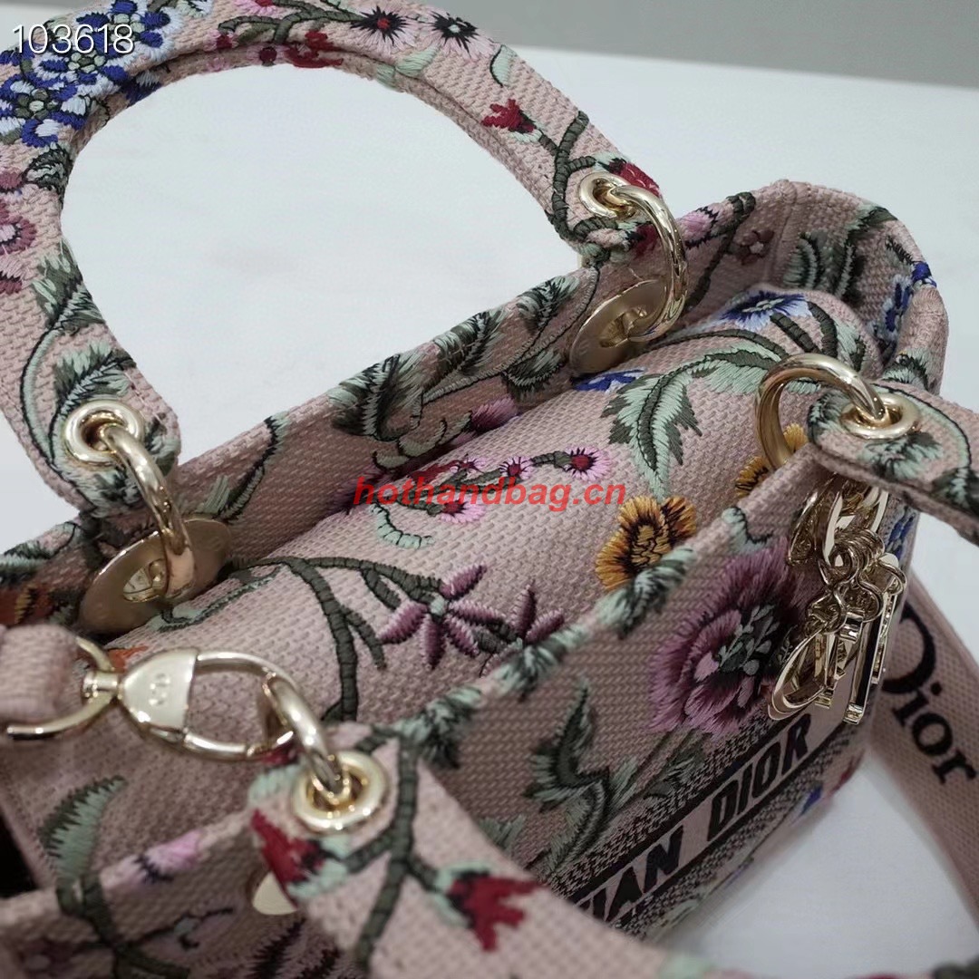 MEDIUM LADY D-LITE BAG Natural Multicolor Raffia Embroidered with Dior Petites Fleurs M0565OE